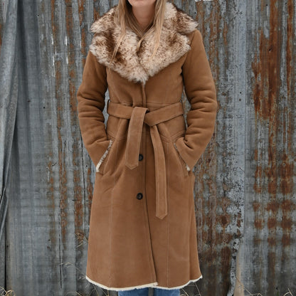 Schaefer Outfitter ladies long shearling coat full-length belted design