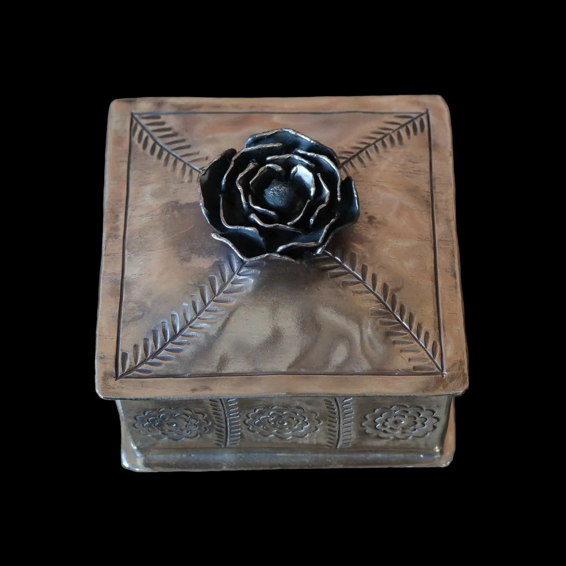 Alexander Rustic Silver Box J. Alexander Rustic Silver Square Stamped Rose Box – Atomic 79