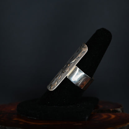 Vogt Silversmiths The Haven adjustable sterling silver ring with engraved design