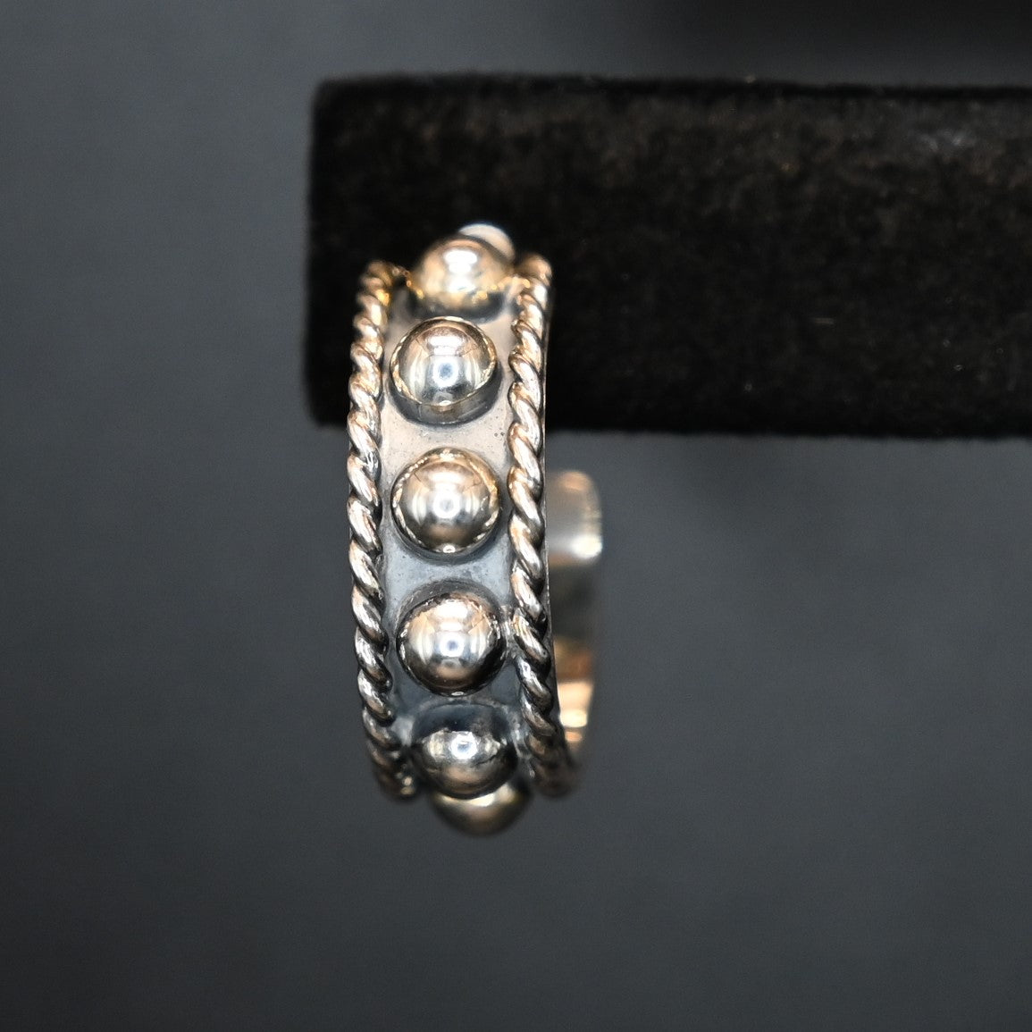 Vogt Silversmiths Blair Mini Hoop Earring with Beads and a Rope Edge