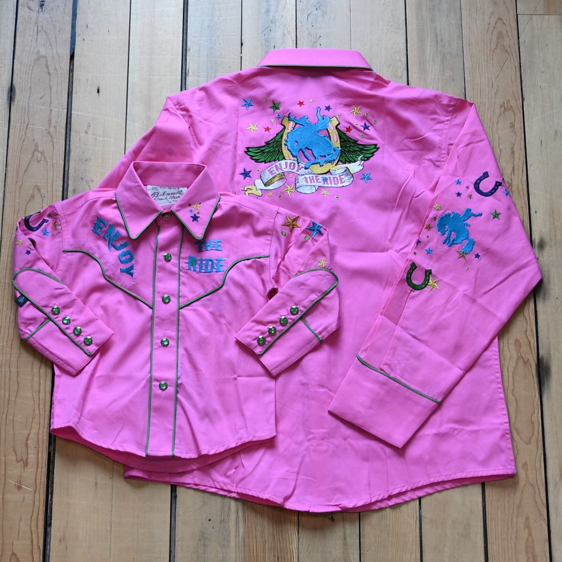 Rockmount kids pink embroidered Enjoy the Ride Western shirt