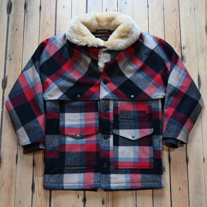 Filson Men’s Lined Mackinaw Wool Packer Coat Red Cream Blue Plaid