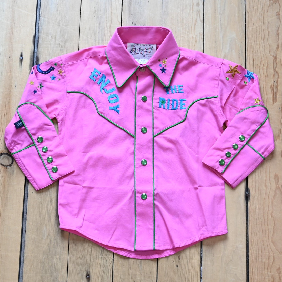 Rockmount kids pink embroidered Enjoy the Ride Western shirt