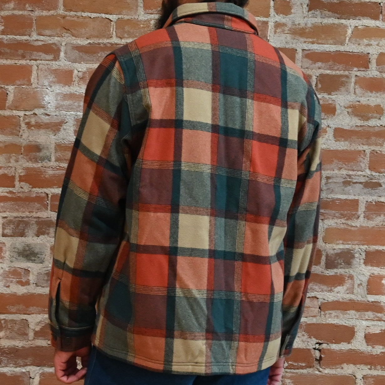 Filson Seattle wool jac-shirt in amber spruce plaid with button front and chest pockets