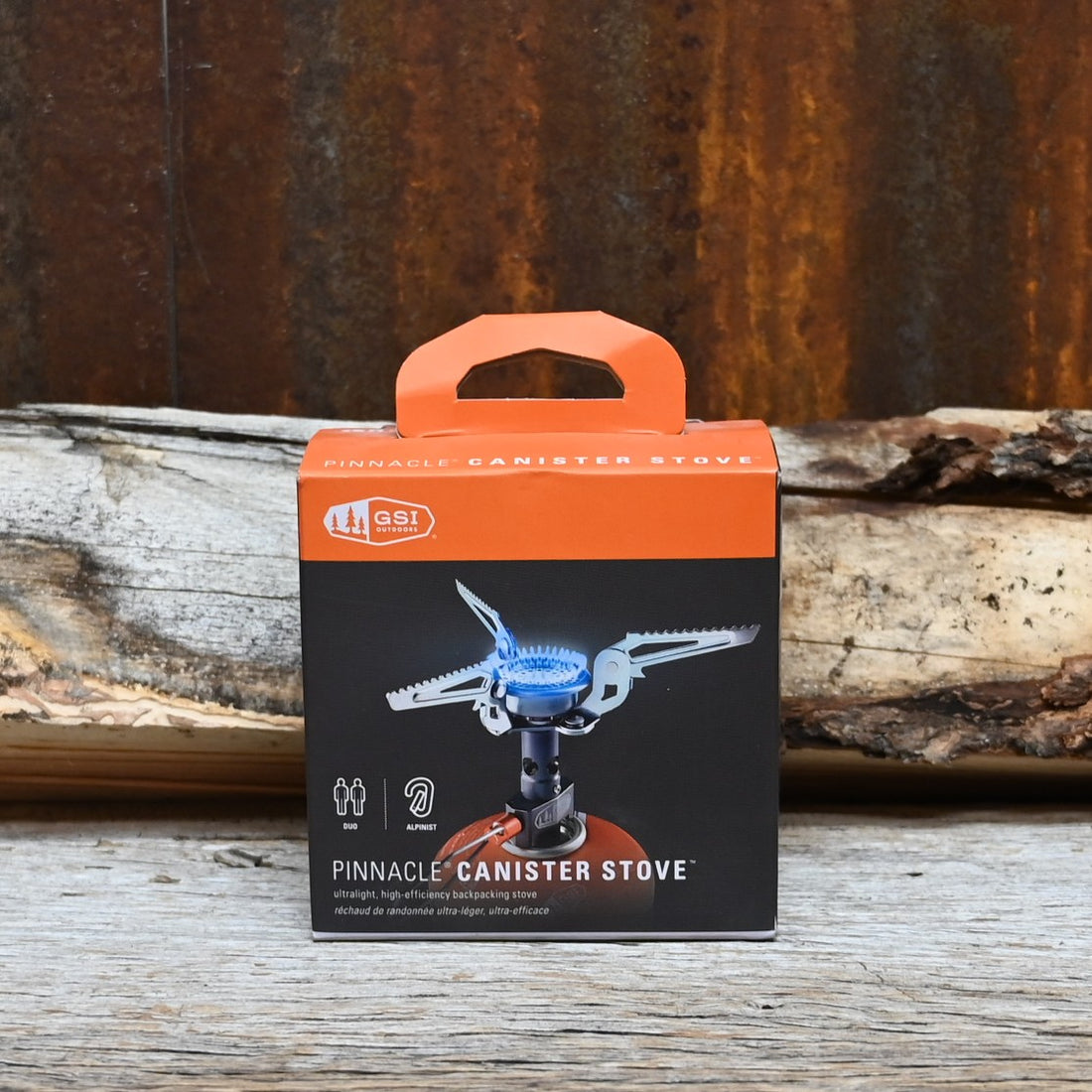 GSI Pinnacle Canister Stove lightweight backpacking burner with folding pot supports and precision valve