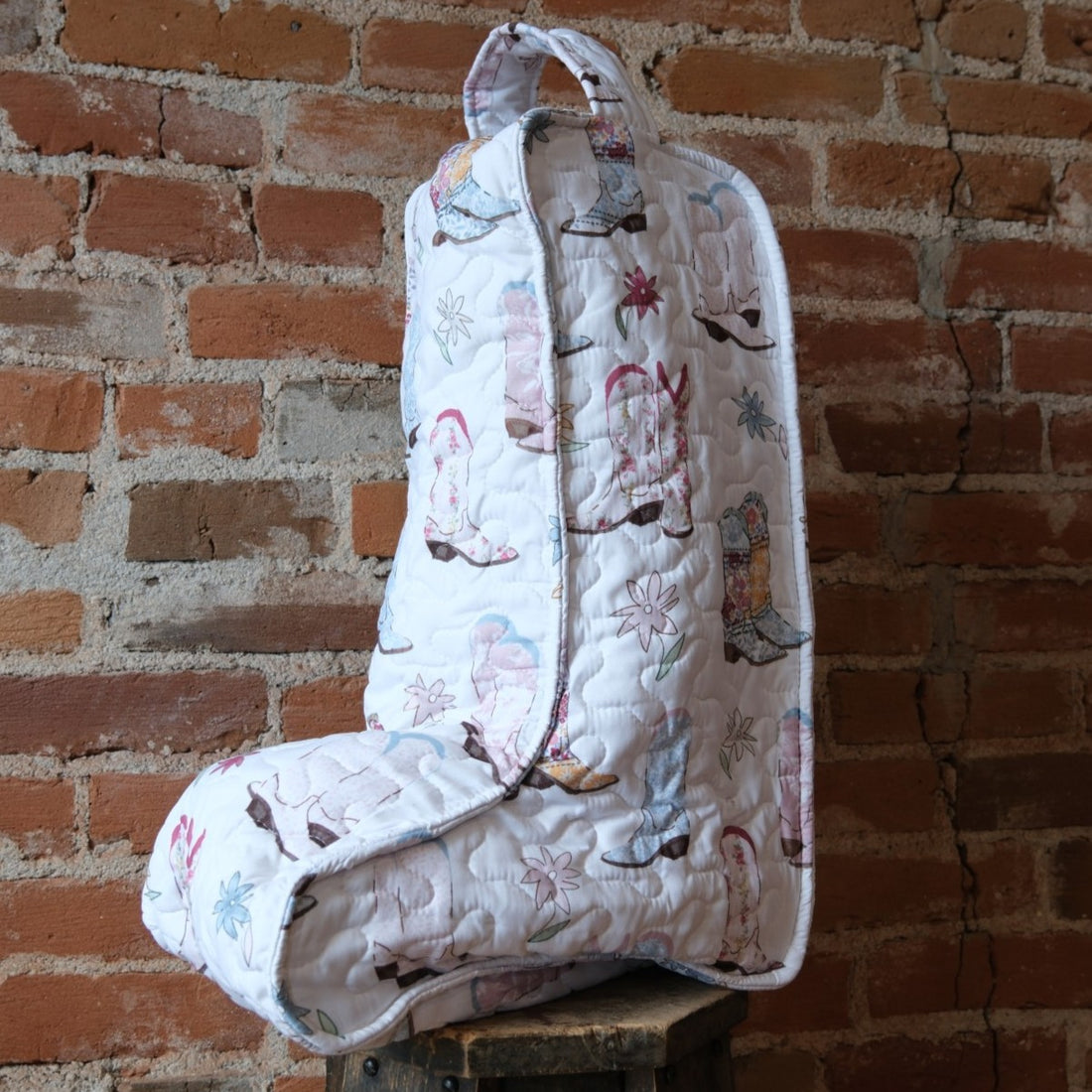 Ida Mae Home - Daisy Boots Patchwork White Quilted Tall Boot Bag