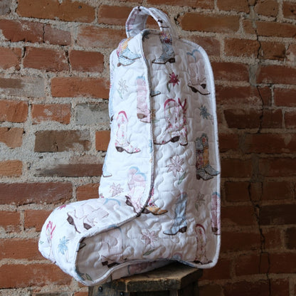Ida Mae Home - Daisy Boots Patchwork White Quilted Tall Boot Bag