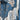 View of Rockmount ladies denim Western dress with fringe and floral embroidery