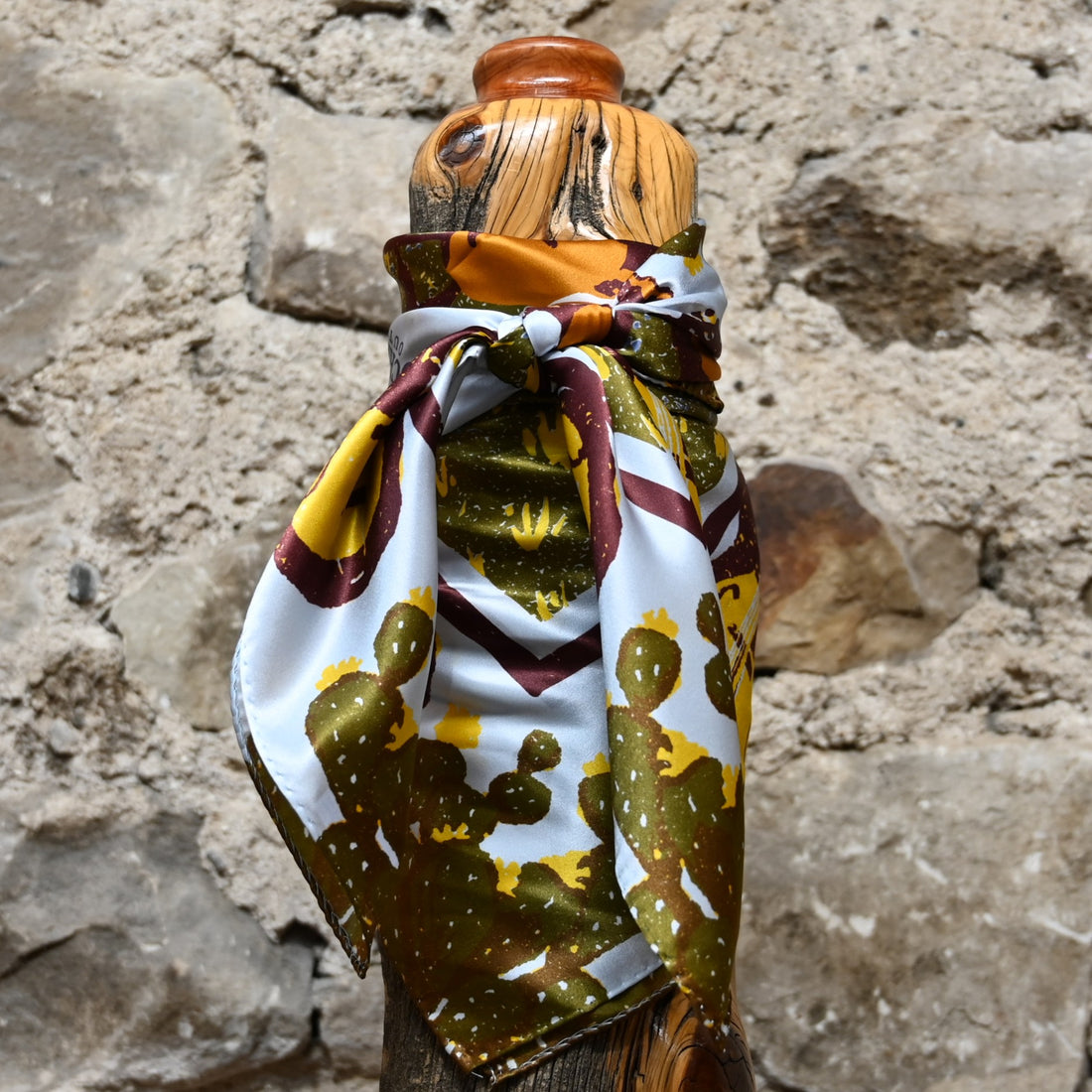 Schaefer Heritage Fort Worth silk wild rag 36x36 with Western-inspired pattern