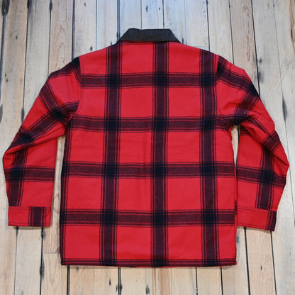 Filson Spokane Insulated Cruiser Jacket in red/black windowpane with snap front and flap pockets