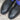 View of Hondo 16" cowboy boot with purple top, black retan vamp, pull holes, and spur ledge