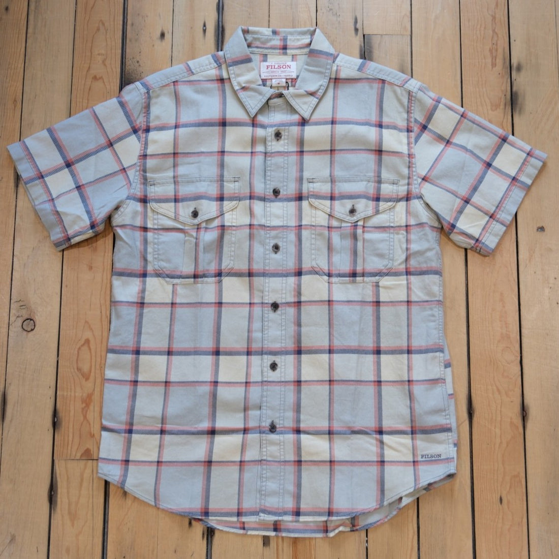 Filson Short Sleeve Lightweight Alaskan Guide Shirt - Blue/Tan Plaid