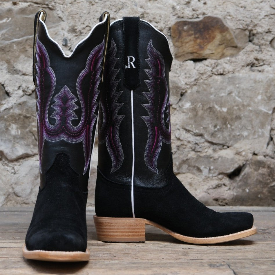 R. Watson Ladies Black Roughout Boots