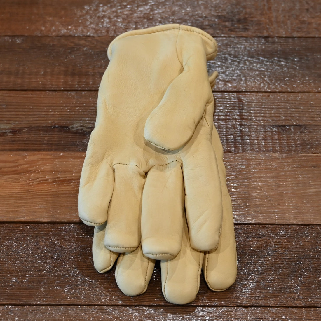 Geier Gloves tan pile-lined deerskin gloves with elastic back