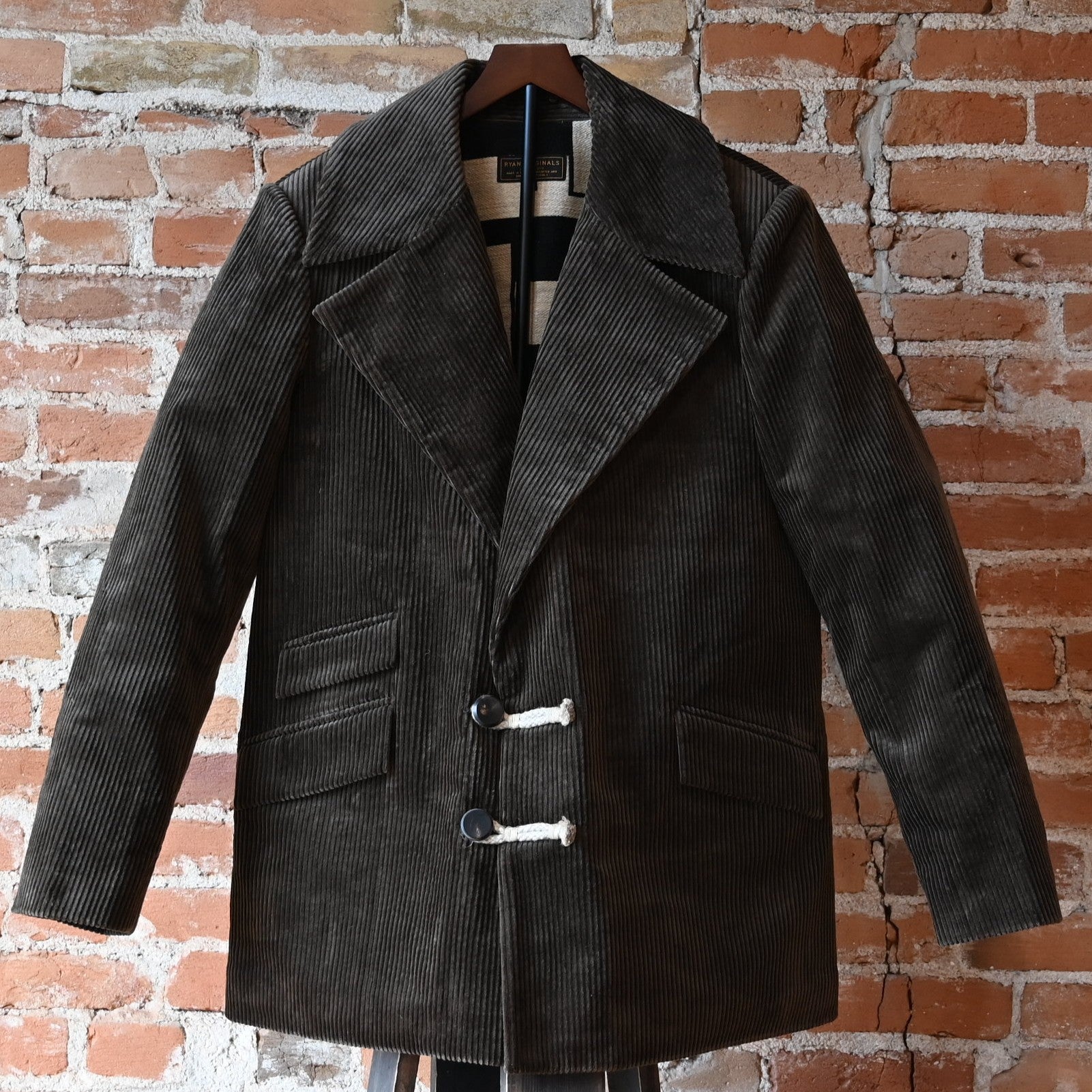 RYAN Originals Brown Corduroy Coat in Italian 5-wale corduroy with blanket lining and horn buttons