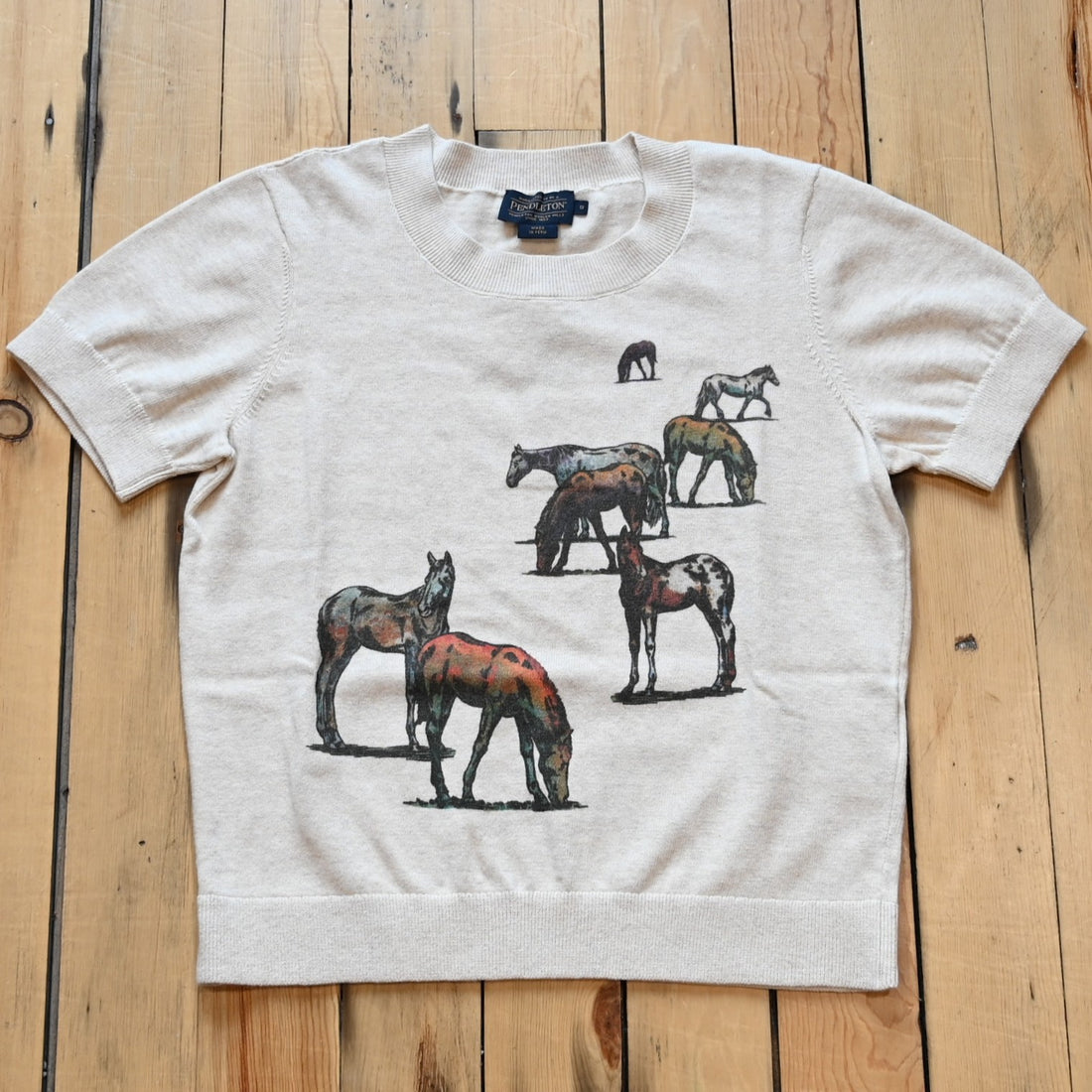 Pendleton Wild Horse sweater in ecru with Western horse graphic