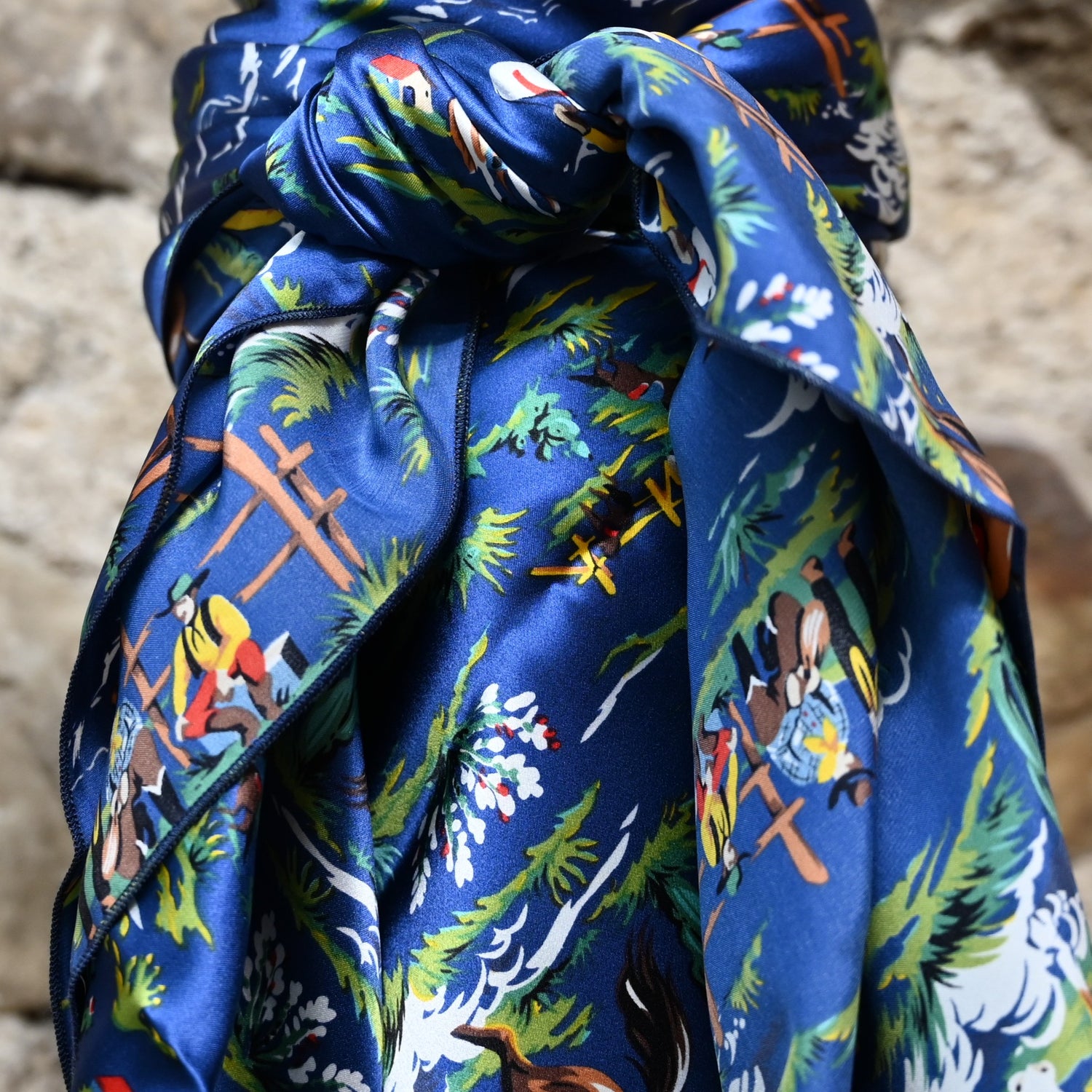 Cowboy Images Charmeuse Retro Cowboy Blue 44X44