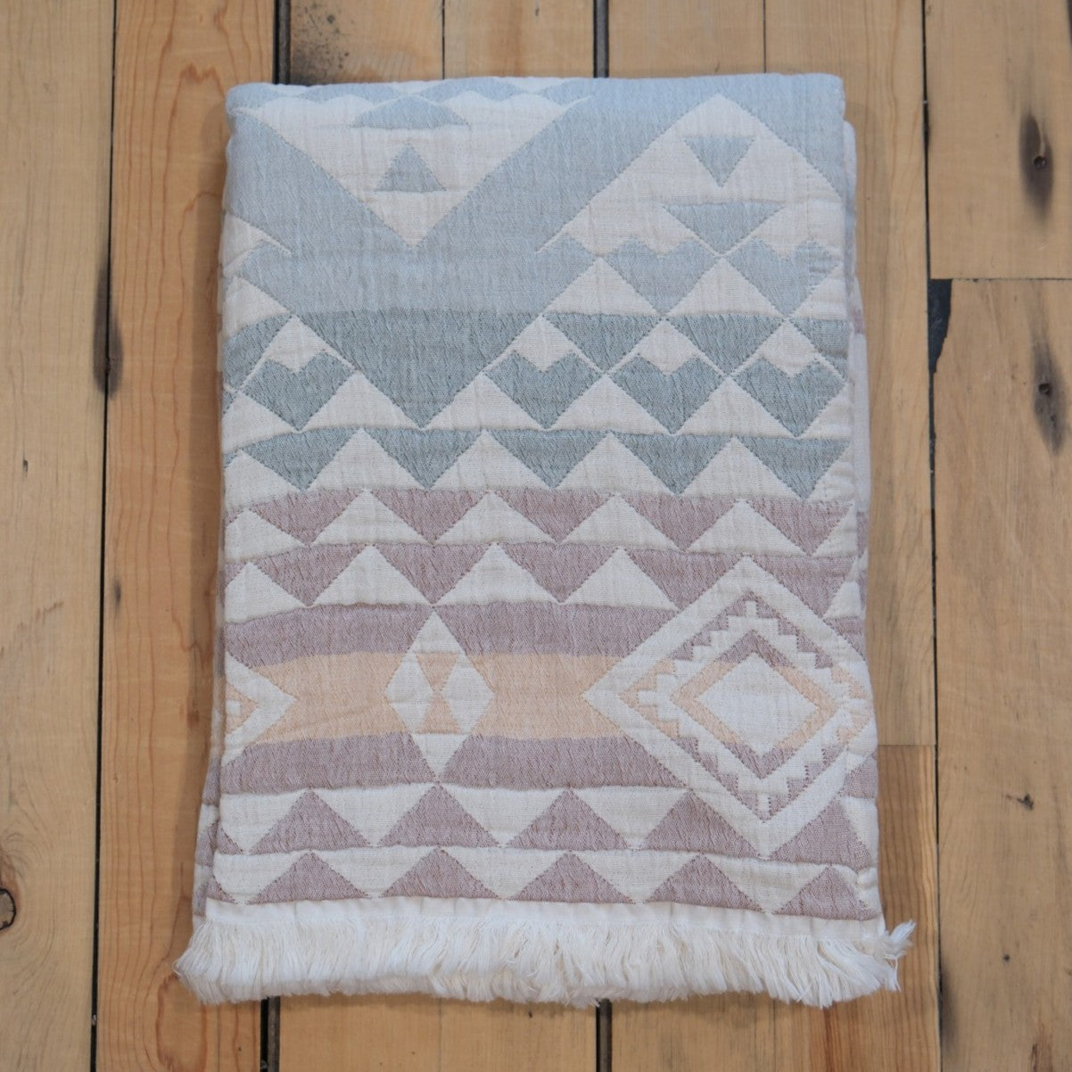 Pendleton Fringed Cotton Throw in Highland Peak - Aqua