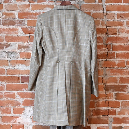 Frontier Ladies Mini Herringbone Frock Coat Tan Black Rust Navy front view