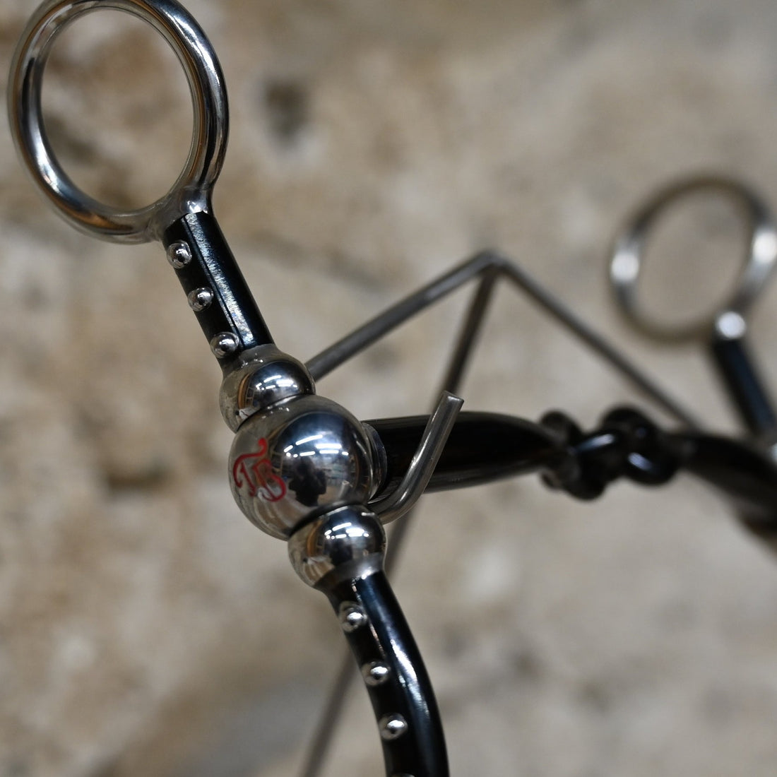 Tom Balding Short Ballhinge Balanced Snaffle view of close up of cheekpiece