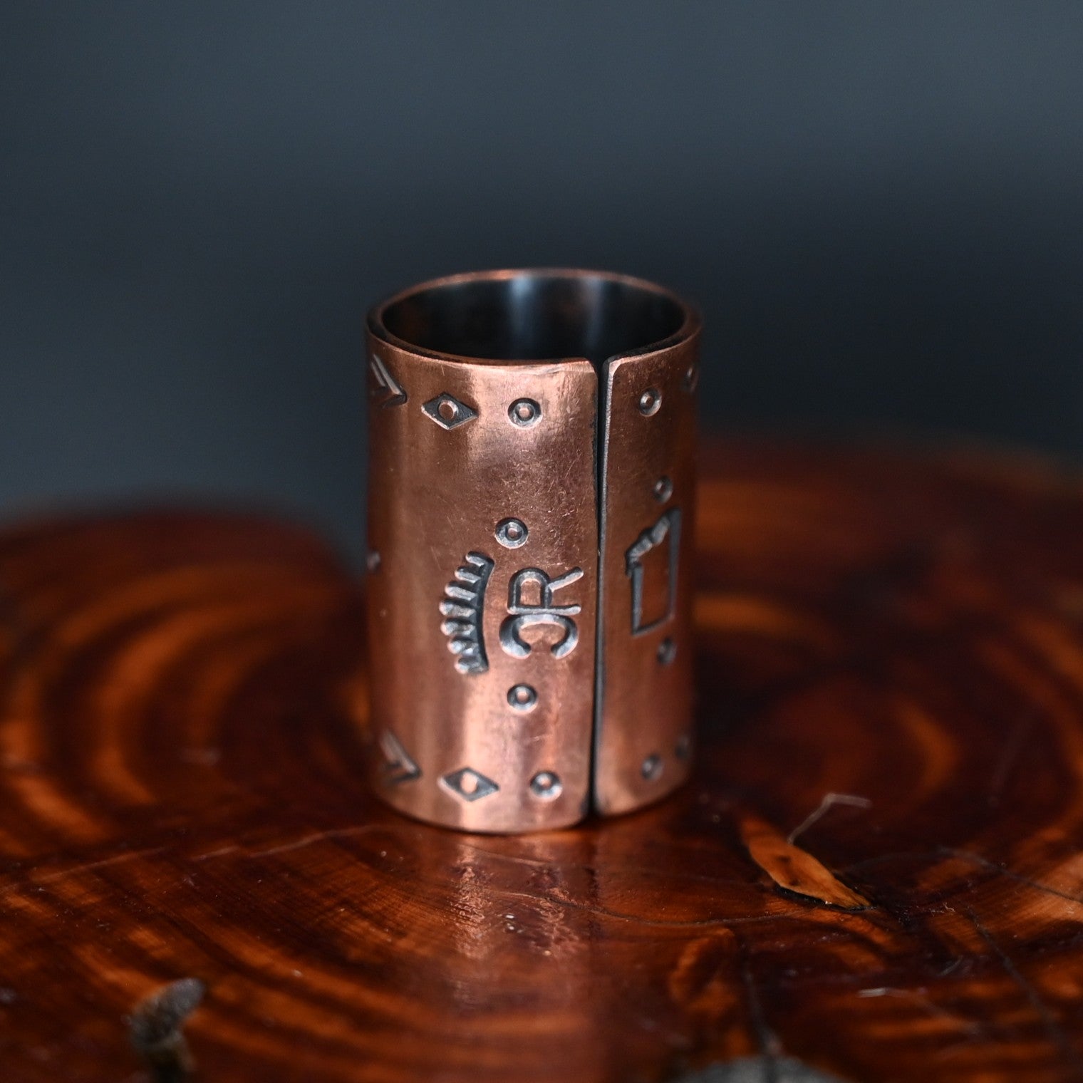 Calico Rose Tombstone Barrel copper scarf slide with handcrafted Western design