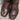 View of Hyer COLBY 13" boots showcasing Tabac Full-Quill Ostrich leather vamp and Black Top-Shelf Cowhide top with Cutter toe and Underslung heel