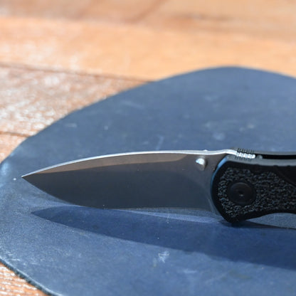 Kershaw Blur folding knife with black aluminum handle and stonewashed S30V blade