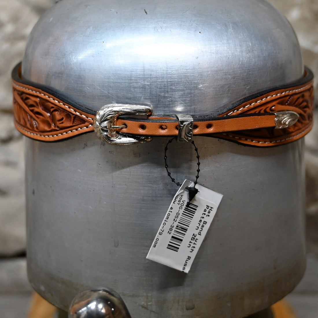 Vogt Silversmiths Hat Band with Russet Tooling Pattern 26in