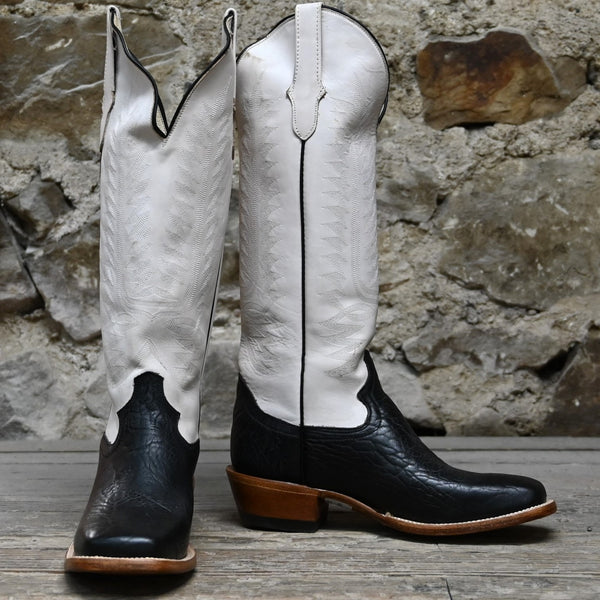 Cowtown Vibram Sole Leather Cowboy Classic Black White Thread Cowboy Boots 10.5 Cowtown Vibram Sole Leather Cowboy Classic Black White  main image 3