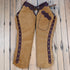 Rockin’ Y Saddlery rough-out leather Arizona work chaps with fleece lining, zipper closure, ring belt, and front pocket