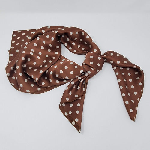 Cowboy Images charmeuse silk wild rag in brown with 3/8-inch white dot pattern, 36x36