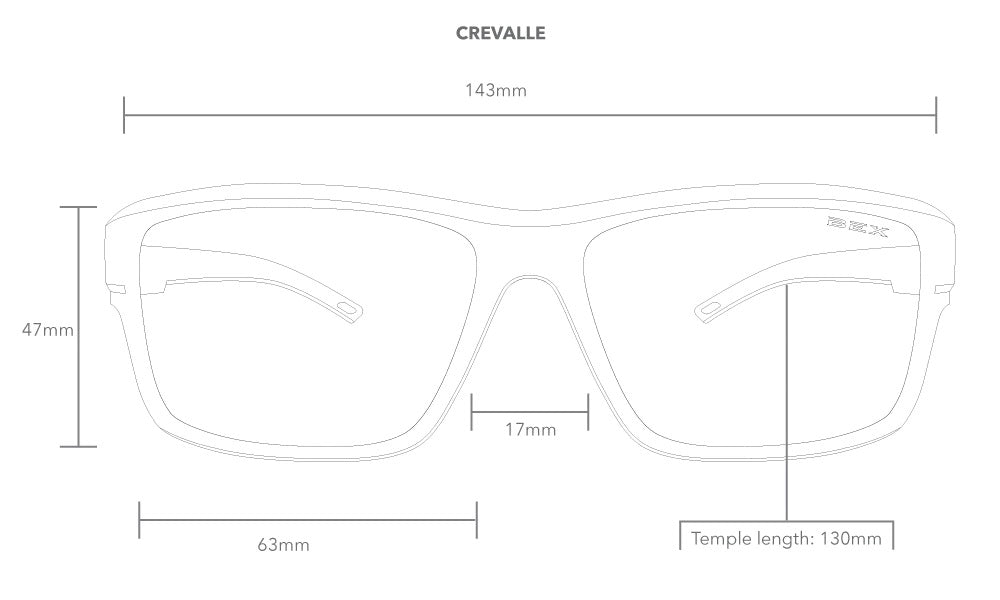Crevalle in Black/Silver view of fit guide