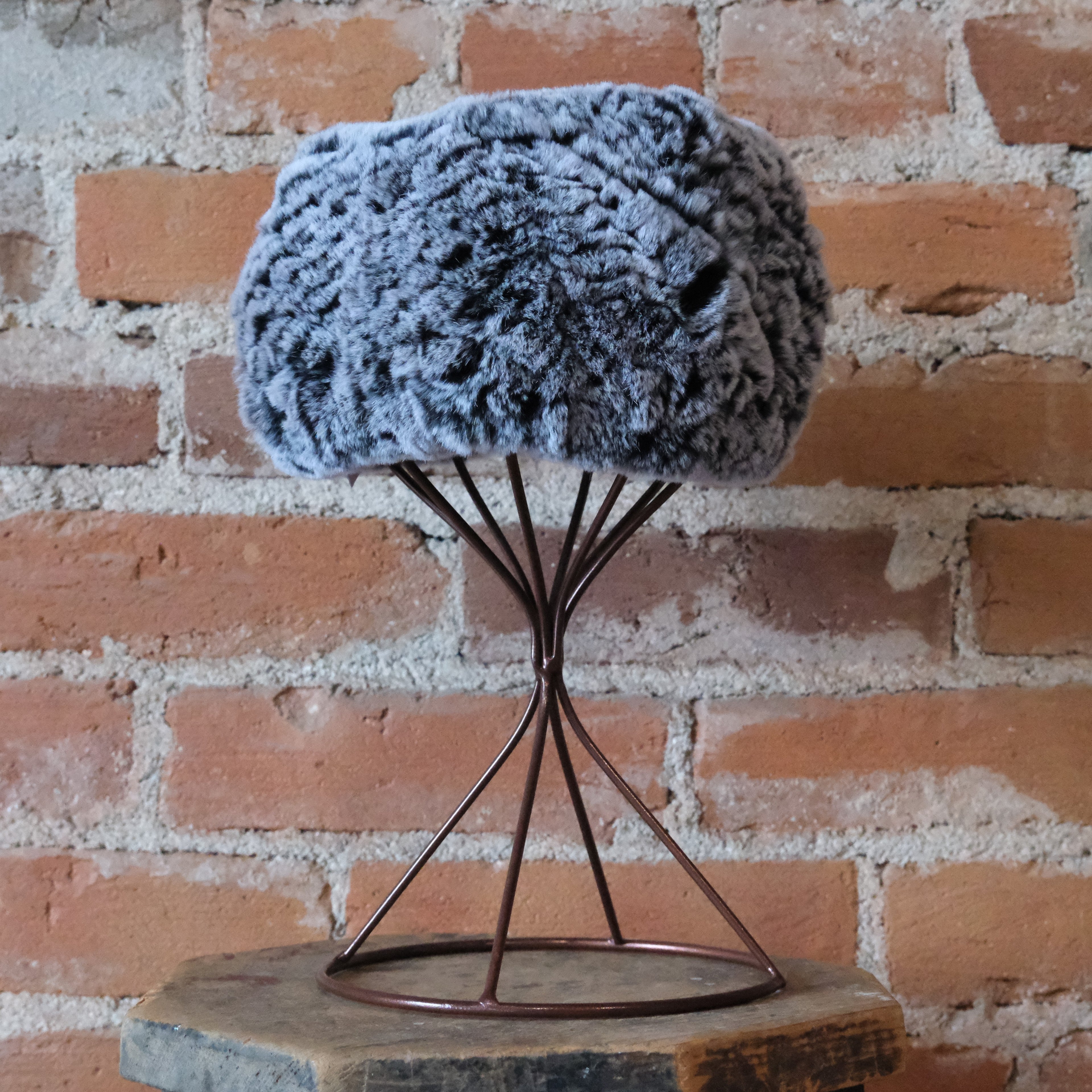 Morris Kaye black knitted rabbit fur headband