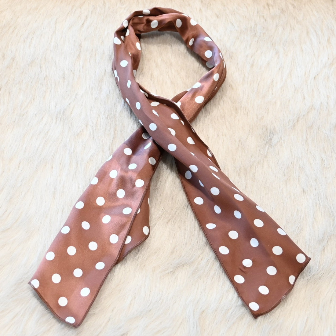 Cowboy Images Charmeuse 3/8" White Dot on Brown