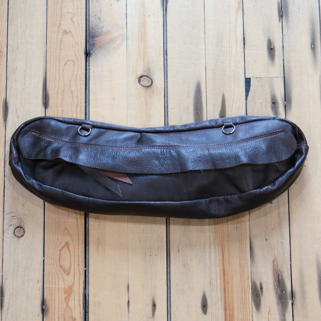 K Bar J Leather Cantle Bag in Chocolate showing the rich, dark leather