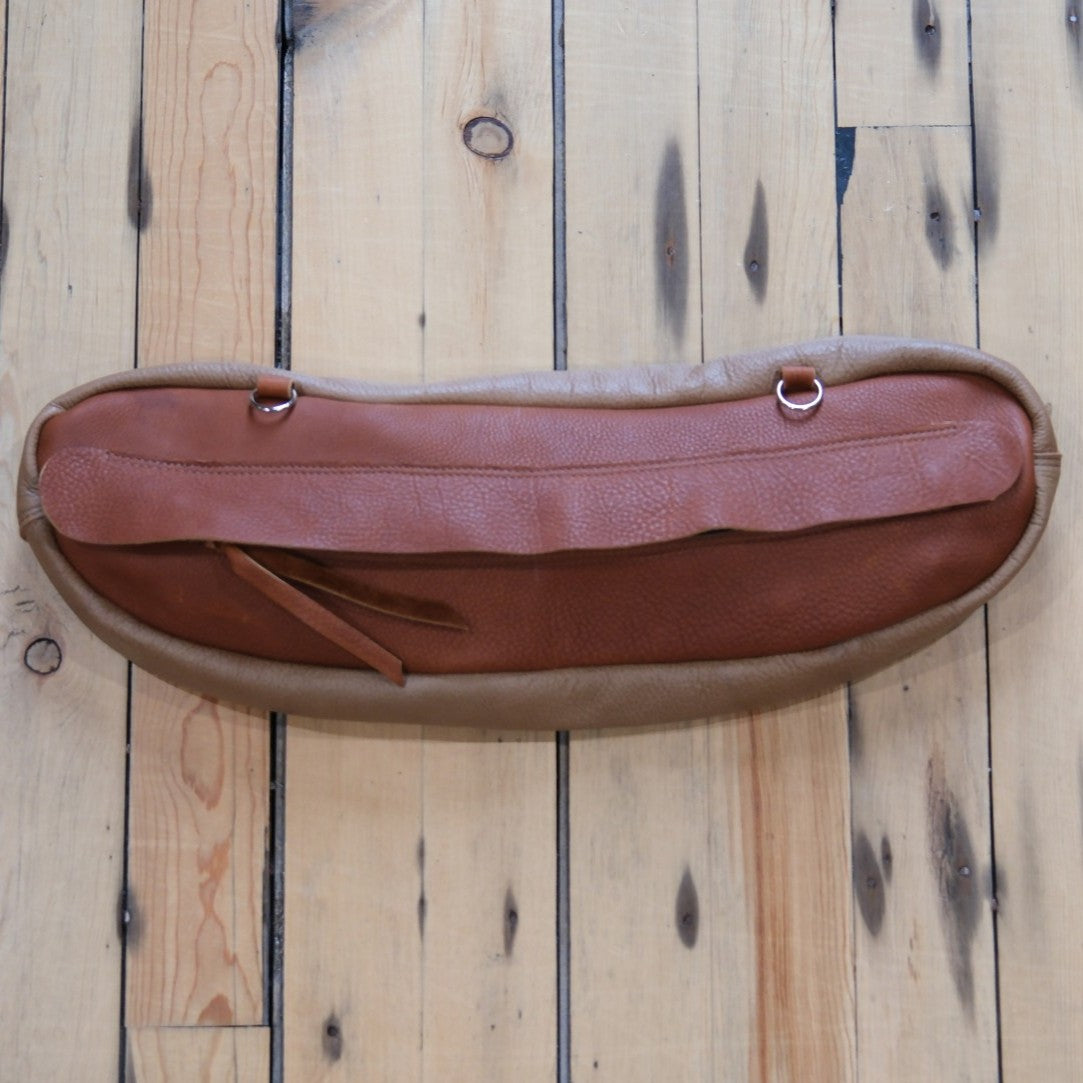 K Bar J Leather Cantle Bag in Taupe and Brown