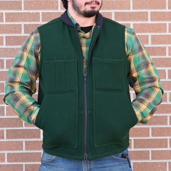 Filson Lined Mackinaw Wool Work Vest – Dark Spruce & Charcoal