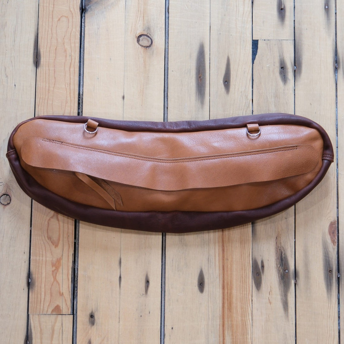 K Bar J Leather Cantle Bag in Carmel and Brown showing the rich leather