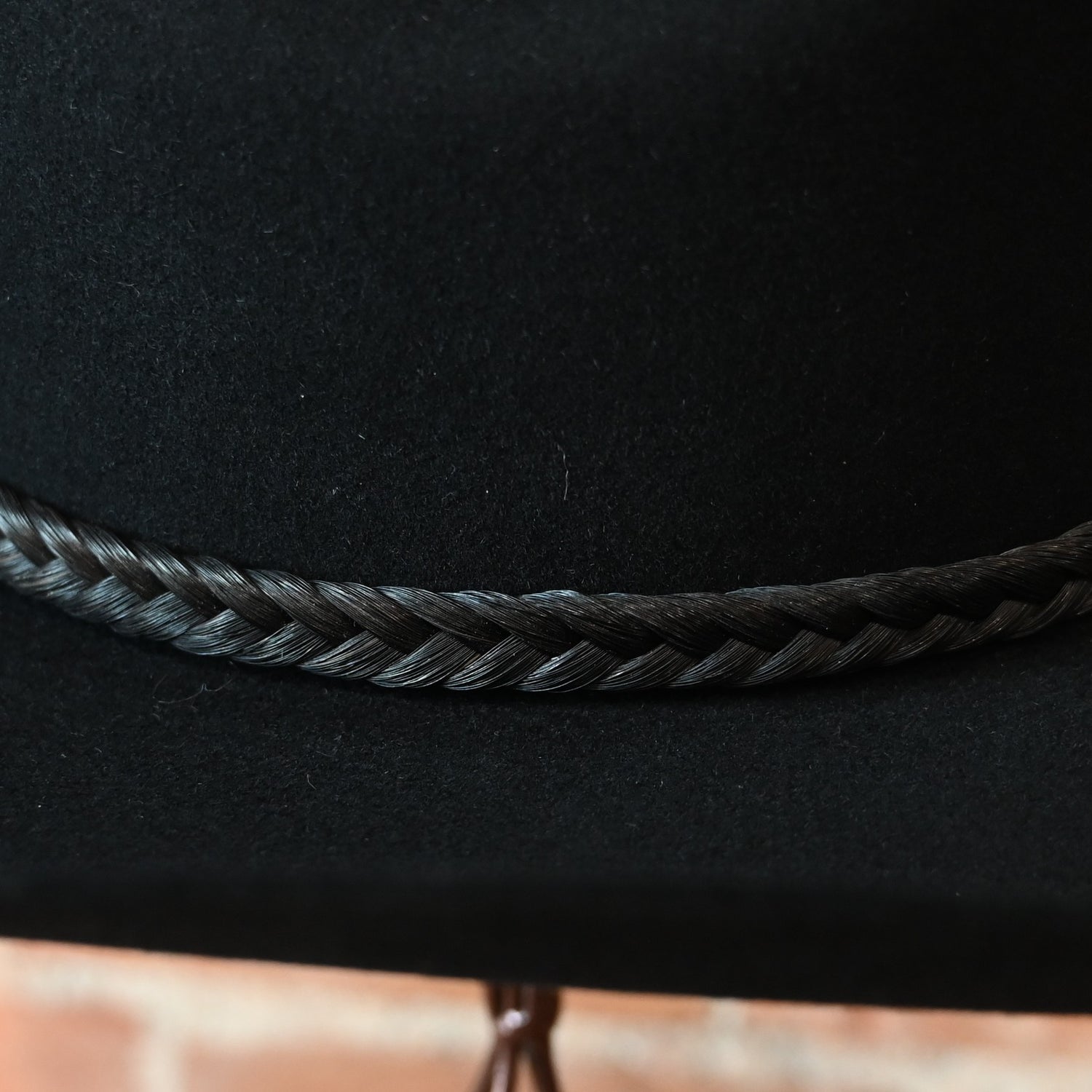 Cowboy Collectibles Red Lodge black braided horsehair hatband with concho buckle and Western detail