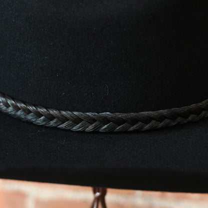 Cowboy Collectibles Red Lodge black braided horsehair hatband with concho buckle and Western detail