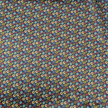 Cowboy Images Charmeuse Calico on Navy Wild Rag 36x36