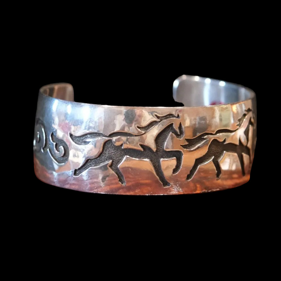 Sunwest Silver Running Horses Sterling Silver Cuff Bracelet