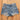 Kimes Ranch Daisy high-rise denim shorts in medium wash with raw hem.