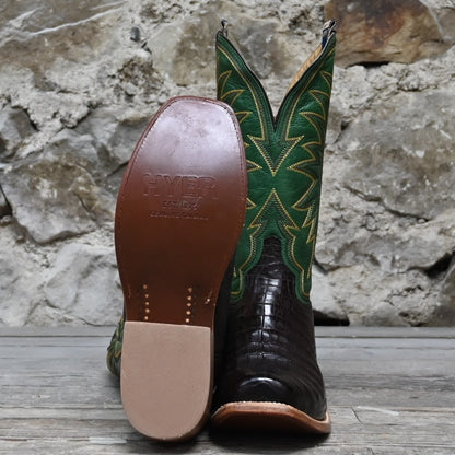 Hyer SPEARVILLE 13" Grass Green Top with Coffee Matte Belly Caiman Vamp