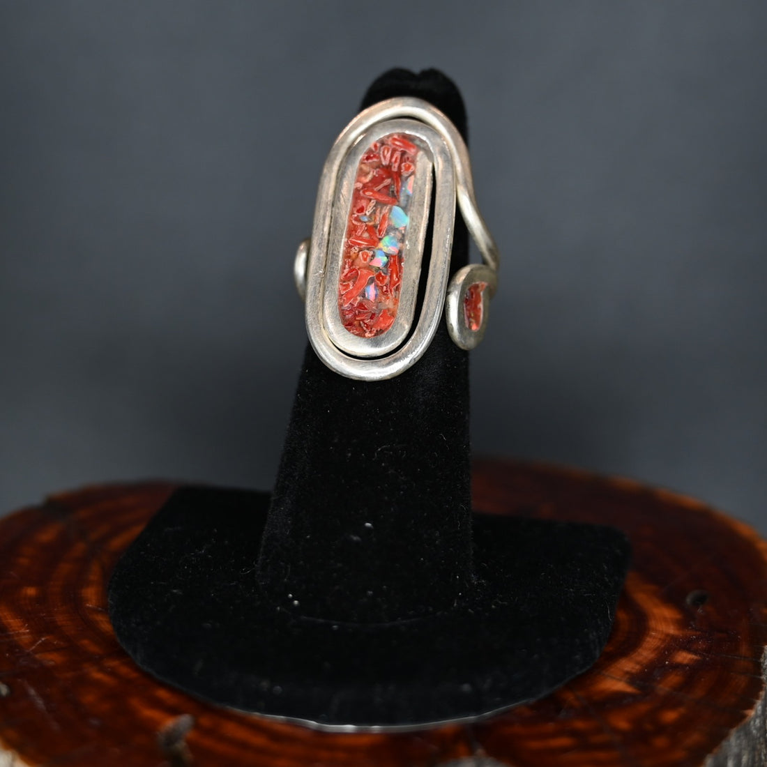 Jeanie Chadwick Jewelry Sterling Silver Large Gem Ring with assorted gemstone centerpiece, handmade in .925 silver