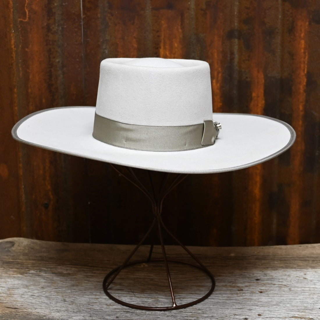 Tacchino Vaquero Shaped Western Hat In Silver Belly with Bound Edges