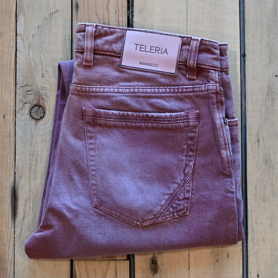 Teleria Zed 5 Pocket Jeans in Arancio soft Italian denim with classic five-pocket design