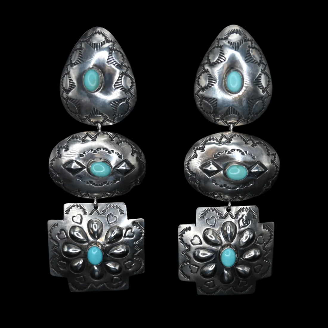 View of front of earrings