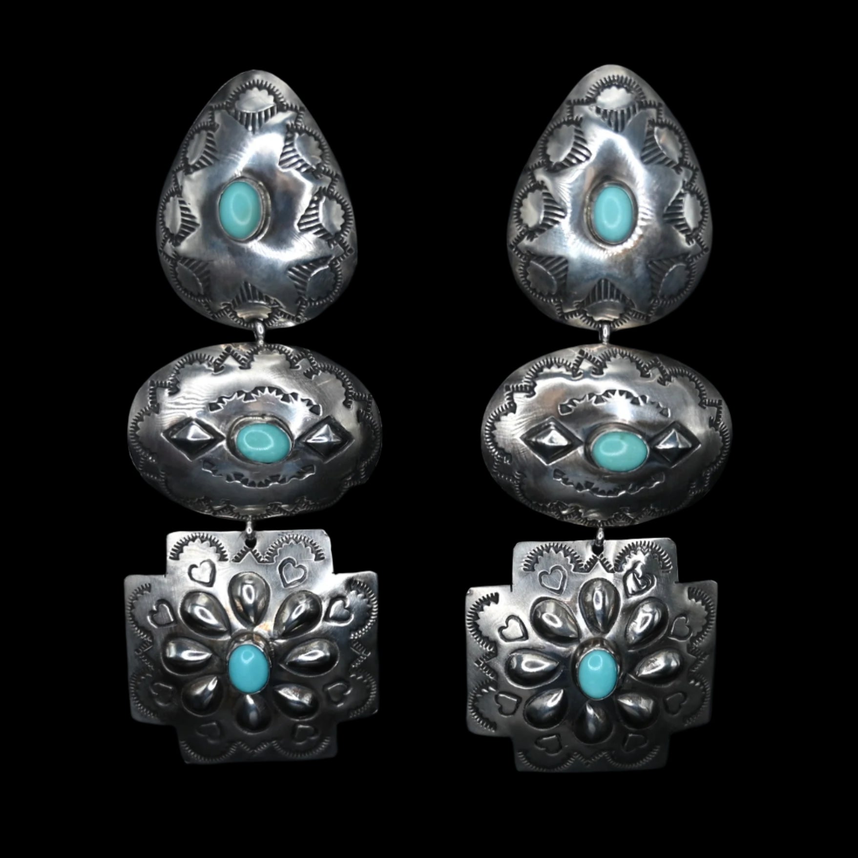 View of front of earrings