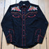 Rockmount ladies black Western shirt with floral rose embroidery and snap buttons